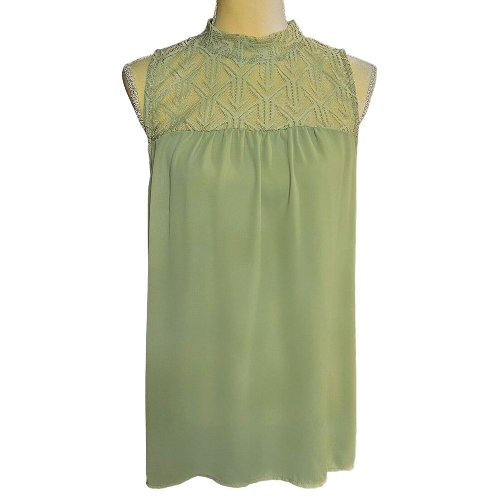 June & Hudson Women's Top Lace Tunic Blouse XL Olive Green 100 % Polyester